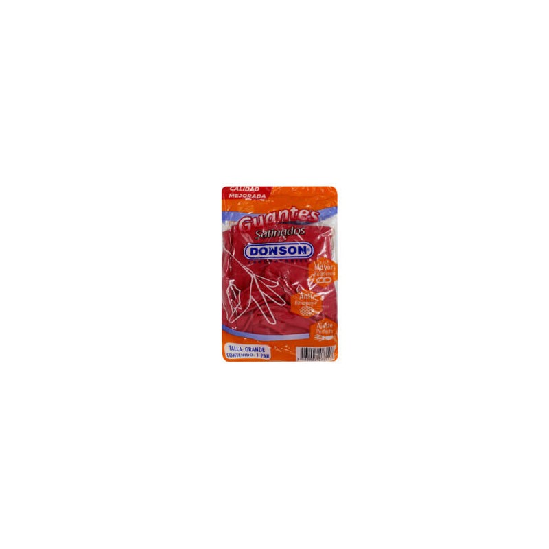 Blíster con par de guantes rojos satinitados y antiderrapantes / donson
