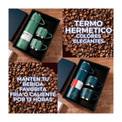 Termo ele-gate liso de acero inoxidable 500ml y juego de 3 tazas, variedad de colores / vacuum flask set