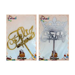 Cake topper de acrilico feliz cumpleaños hw-248