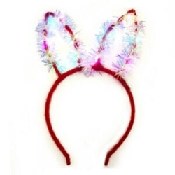 1pza Diadema led de terciopelo con orejas de conejo, escarcha y luz, variedad de colores / bt-845