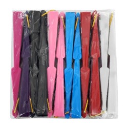 1pza Abanico con diseño rosas flores y mango liso de plástico 23cm, variedad de colores / lf-sz8671