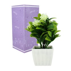 Maceta con gardenias artificiales, variedad de colores / hl-fac6736