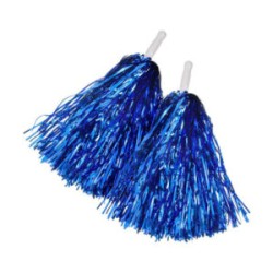 Par de pompones mechudos metálicos tipo lluvia con mango de plástico, variedad de colores / cheering squad / bt-1191