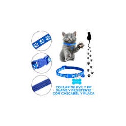1pza Collar reflectivo con cascabel, placa y diseño de huesos para mascota, variedad de colores / mas.09.3