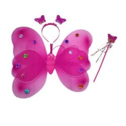 Alas mariposa de tela con luz, diadema resorte y varita con decoración de mariposa, variedad de colores / lu8637