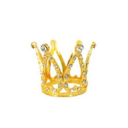 1pza Mini corona 6 picos de metal 3.5 x 3.2 cm con pedrería para decoración multiusos, variedad de colores / bt-2194