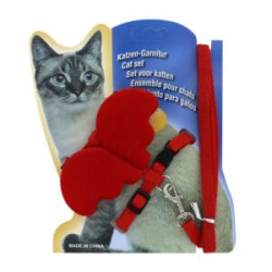 Juego de pechera con decoración de alas y correa 1cm de ancho para gato, variedad de colores / jr1267