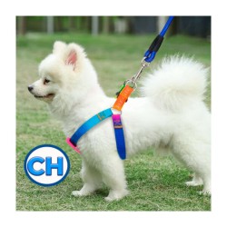 Juego con correa de 1.2 metros y pechera multicolor talla chica para mascota / mas.25.s