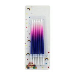 Blíster 6 velas bicolor para cumpleaños con base para pastel / bt-v1378