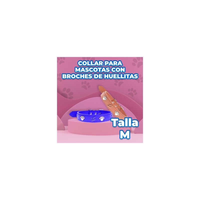 Collar ajustable de piel sintética con decoración de huellas metálicas talla M, variedad de colores / MAS.09.4.M