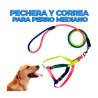 Juego con correa de 1.2 metros y pechera multicolor talla mediana para mascota / mas.25.m