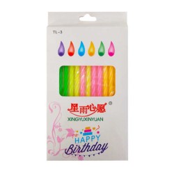Paquete 12 velas de cera happy birthday para pastel, variedad de colores / gb-t2119-95