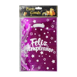 Paquete de 10 bolsas metálica rectangulares dulceras para fiesta con diseño feliz cumpleaños, variedad de colores / party goods 