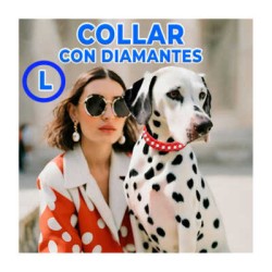 Collar de piel para mascotas con pedrería talla l, variedad de colores / mas.09.6.l