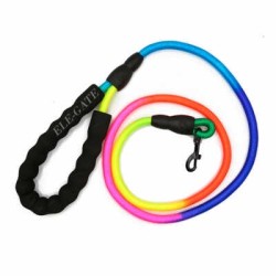 Correa grande para mascotas arcoíris y mango de goma espuma de 10mm y 120cm de largo / mas.04.14