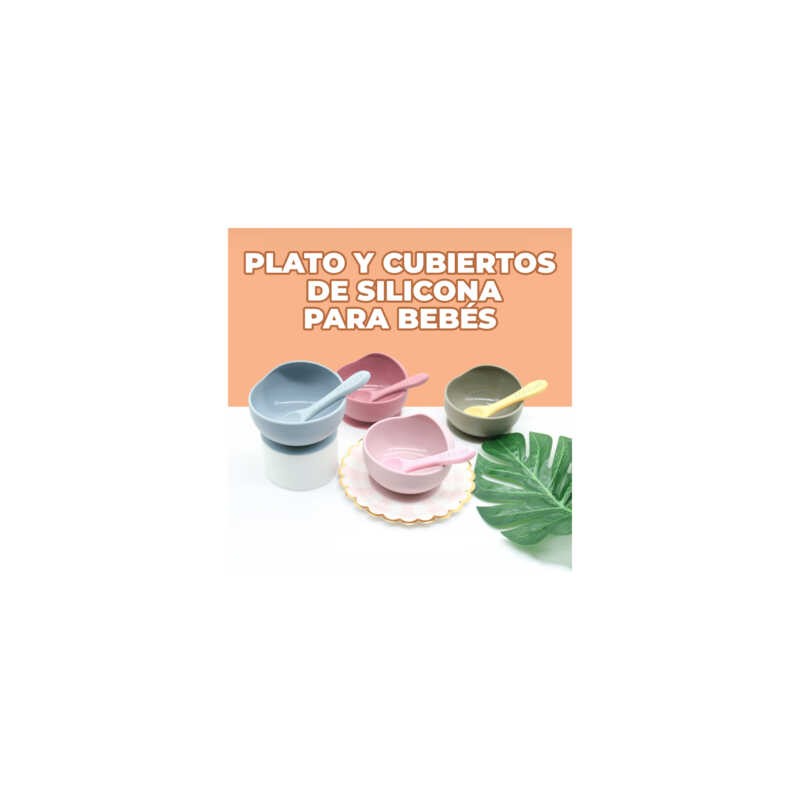 Set de platos y cubiertos de plástico para bebé, variedad de colores