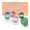 Set de platos y cubiertos de plástico para bebé, variedad de colores