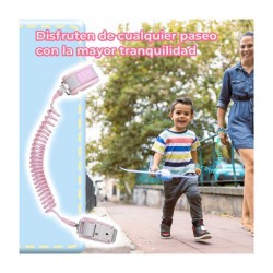 Brazalete arnés de seguridad anti extravió para niños con resorte estirable, variedad de colores