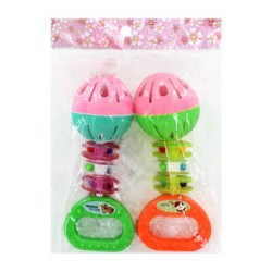 Paquete con 2 sonajas de plástico para bebé, variedad de colores / 2109
