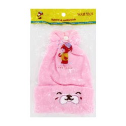 Gorro afelpado para bebé natural & comfortable wah yick con orejitas de pompón y perla, variedad de diseños / q-2-13