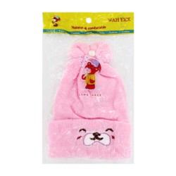 Gorro afelpado para bebé natural & comfortable wah yick con orejitas de pompón y perla, variedad de diseños / q-2-13