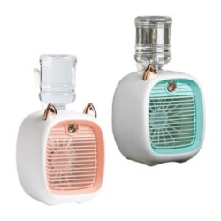 Mini ventilador aire acondicionado usb con función de humidificador + diseño de gato con mini garrafón, variedad de colores / sp
