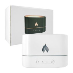 Humidificador ovalado de ambiente con mini figura de flama fuego, temporizador y luces rgb / 153485