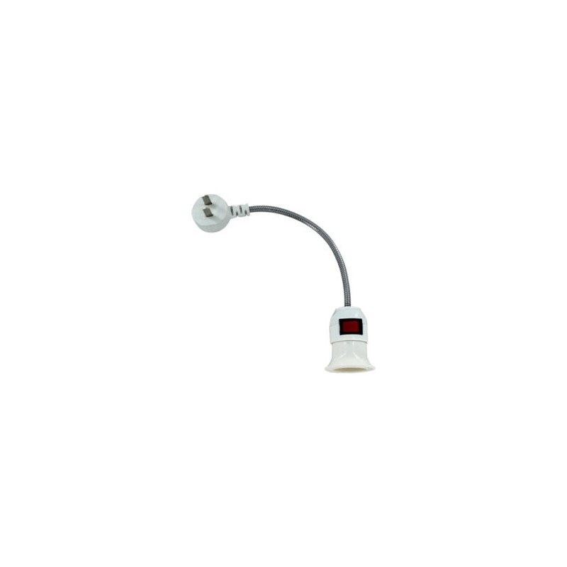 1pza Clavija bifásica con cable metálico flexible y socket con interruptor / led-5802 / t429
