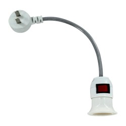 1pza Clavija bifásica con cable metálico flexible y socket con interruptor / led-5802 / t429