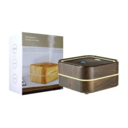 Humidificador rectangular con efecto tipo madera, luz led y capacidad para 100ml, variedad de colores / small-5
