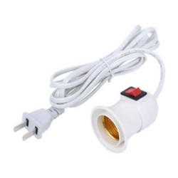 1pza Extensión eléctrica blanca de 2 metros con socket para bombilla e interruptor / sna-5830