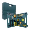 Kit estuche de herramienta con desarmadores, pinzas, martillo, flexometro, cinta negra y cutter / ju5630