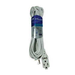 Extensión blanca domestica con longitud de 5mtrs, clavija plana y 3 contactos 18awg 127v 60hz / fx / ex-b5m