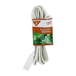 Extensión eléctrica blanca on tenck de 12ft-3.6m con 3 clavijas / 11461