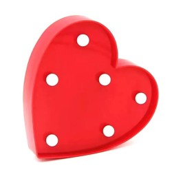 Lámpara pequeña decorativa en forma de corazón rojo con luz led / 2309-33