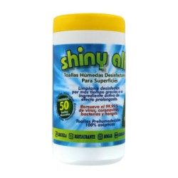 Bote con 50 toallitas húmedas desinfectantes asépticas / shiny all a1372