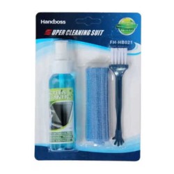 Kit portátil de limpieza para pantallas con spray de 80ml, microfibra anti rayones y cepillo para polvo / handboss / super clean