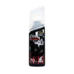 Bote de cera liquida para calzado en color negro con aplicador de esponja, 70ml / 8500a