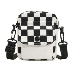 Mochila pequeña tipo mariconera de 2 compartimientos con diseño a cuadros, variedad de colores / bag114