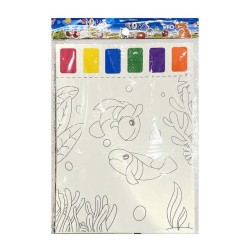 Dibujo animado con 6 acuarelas para colorear y pincel / b-574