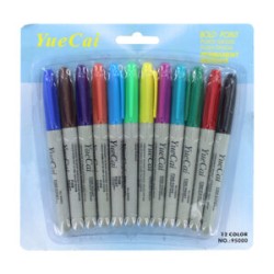 Blíster 12 marcadores plumones permanentes yue cai de colores / 95000 / st37526 / 9500-2