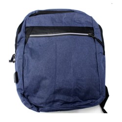 Mochila grande tipo mezclilla de 2 compartimentos con puerto usb, mariconera y bolsa monedero, variedad de diseños / 6029 / x023