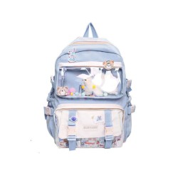 Mochila grande sin diseño + bolsa bicolor de mano, colorera y estuche / fashion / 6837