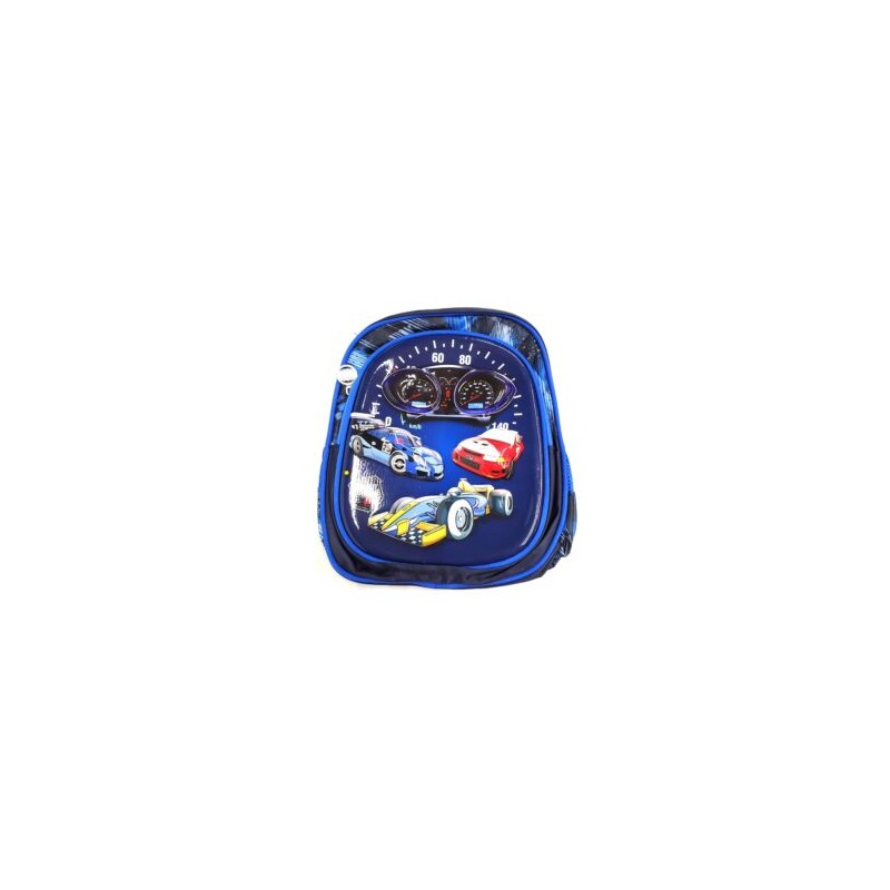 Mochila pequeña de 2 compartimentos con diseño tipo relieve 3d de vehículos carros, variedad de colores / number 1 /  X025