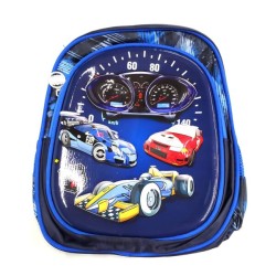 Mochila pequeña de 2 compartimentos con diseño tipo relieve 3d de vehículos carros, variedad de colores / number 1 /  X025