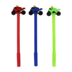 1pza Pluma bolígrafo de tinta negra y punta fina con diseño de motociclista, variedad de colores / pb-351