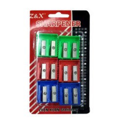 Blíster de 6 pzas sacapuntas doble, variedad de colores / sharpener 648-6