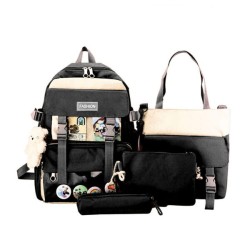 Mochila grande sin diseño + bolsa bicolor de mano, colorea y estuche con accesorios, variedad de colores / fashion / 9435