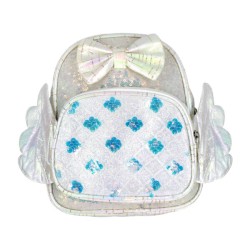 Mochila infantil tornasol con 2 compartimientos, moño, alas y lentejuelas, variedad de colores / a-3068