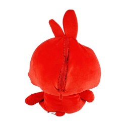 Peluche de conejo rojo con cojín de viaje integrado, 32cm / la bella pandita / 488n